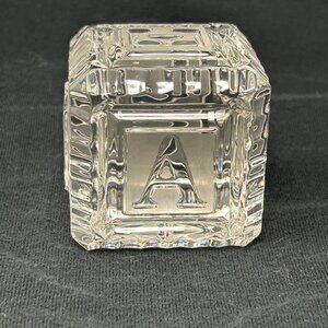 Waterford Crystal ABC Baby Block Cube 2" Clear Paperweight made in Germany Sign
